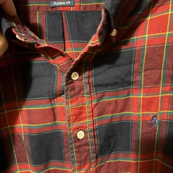 Ralph Lauren Plaid Button Down Shirt XXL Blue Red Mens - Picture 2 of 4